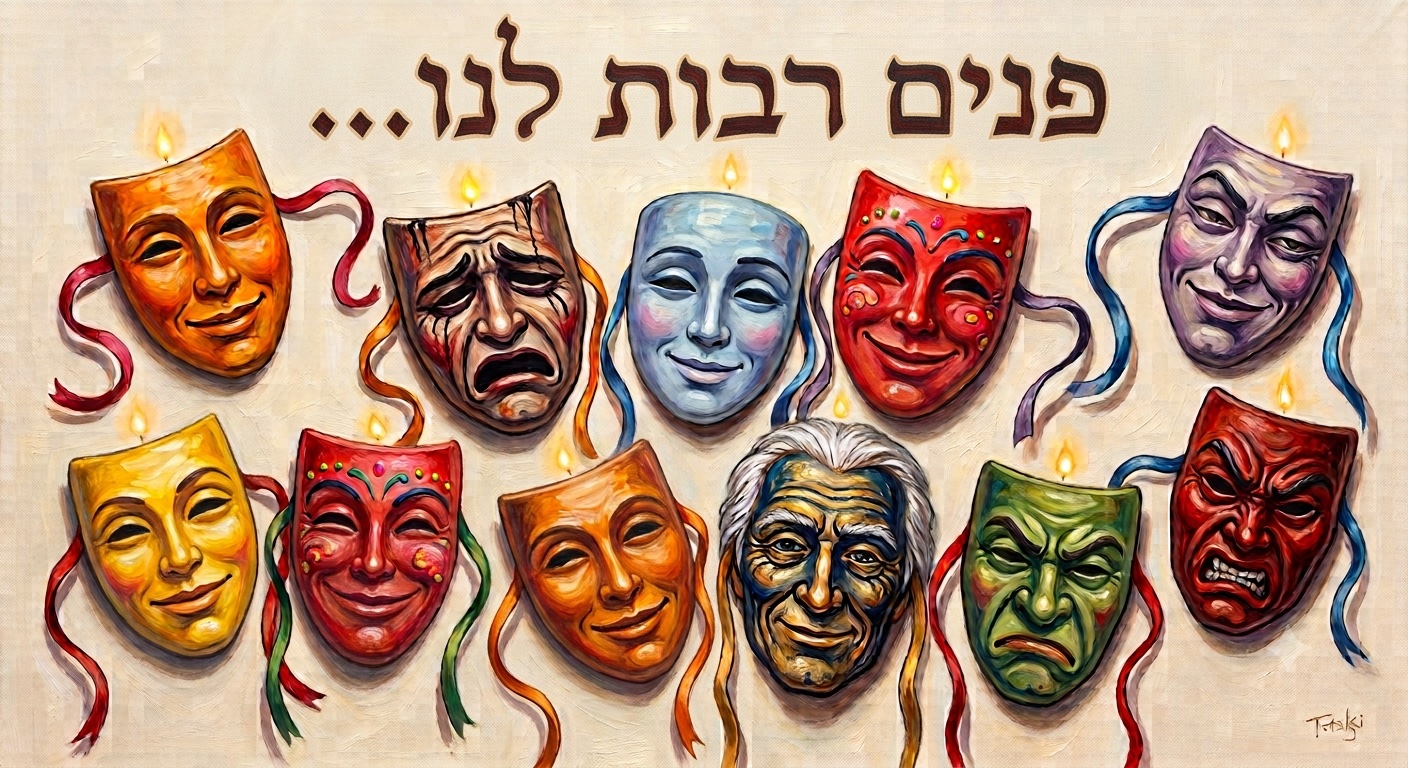 אוסף מסכות תיאטרון צבעוניות